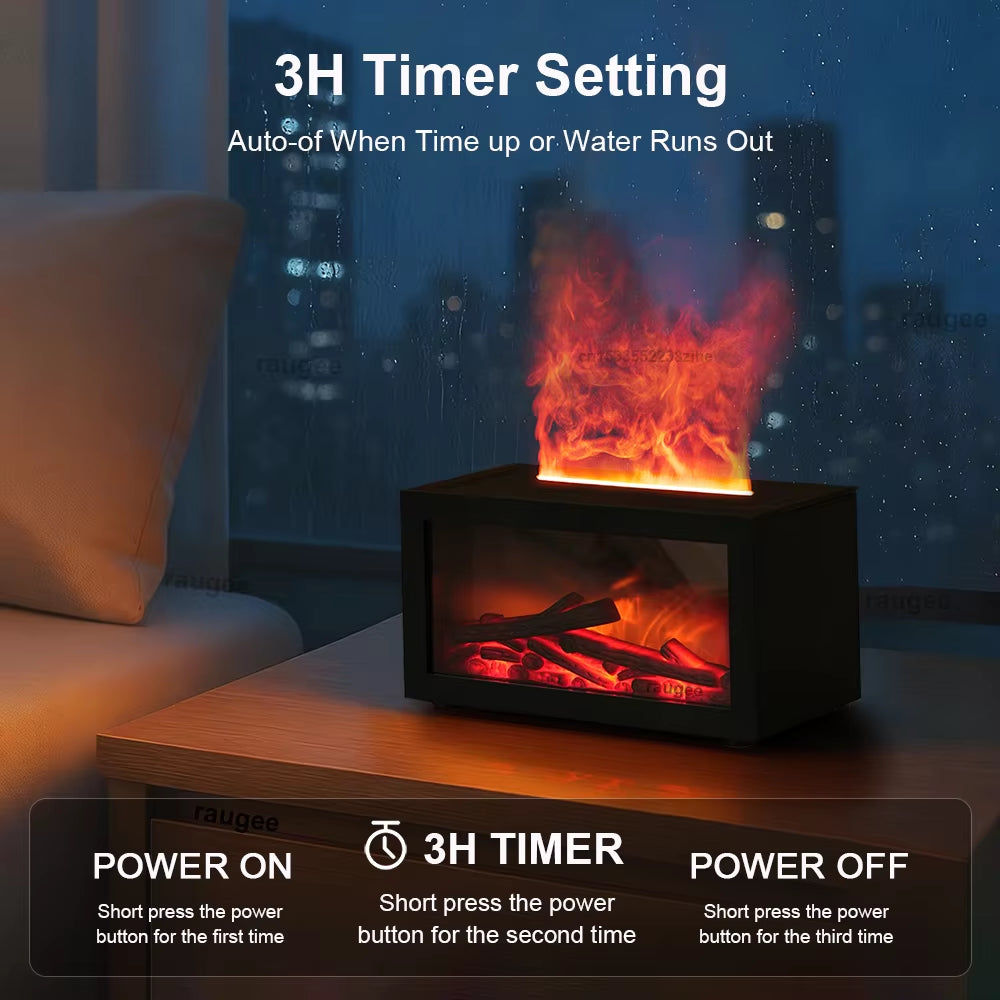 Fireplace Humidifier Aroma Flame Humidifier Fragrance Diffuser Aromatherapy Essential Oil Diffuser Fire Humidifier for Home Room