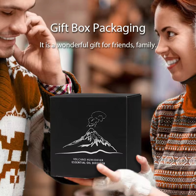Volcanic Aromatherapy Humidifier 130Ml USB Portable Essential Oils Diffuser with Color Flame Night Light for Home Bedroom Office