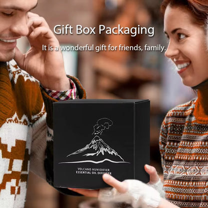 Volcanic Aromatherapy Humidifier 130Ml USB Portable Essential Oils Diffuser with Color Flame Night Light for Home Bedroom Office